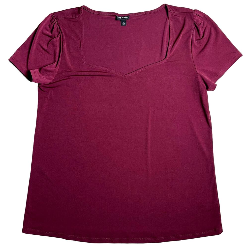 Torrid Solid Maroon Stretch Top Polyester/Spandex - Size 1